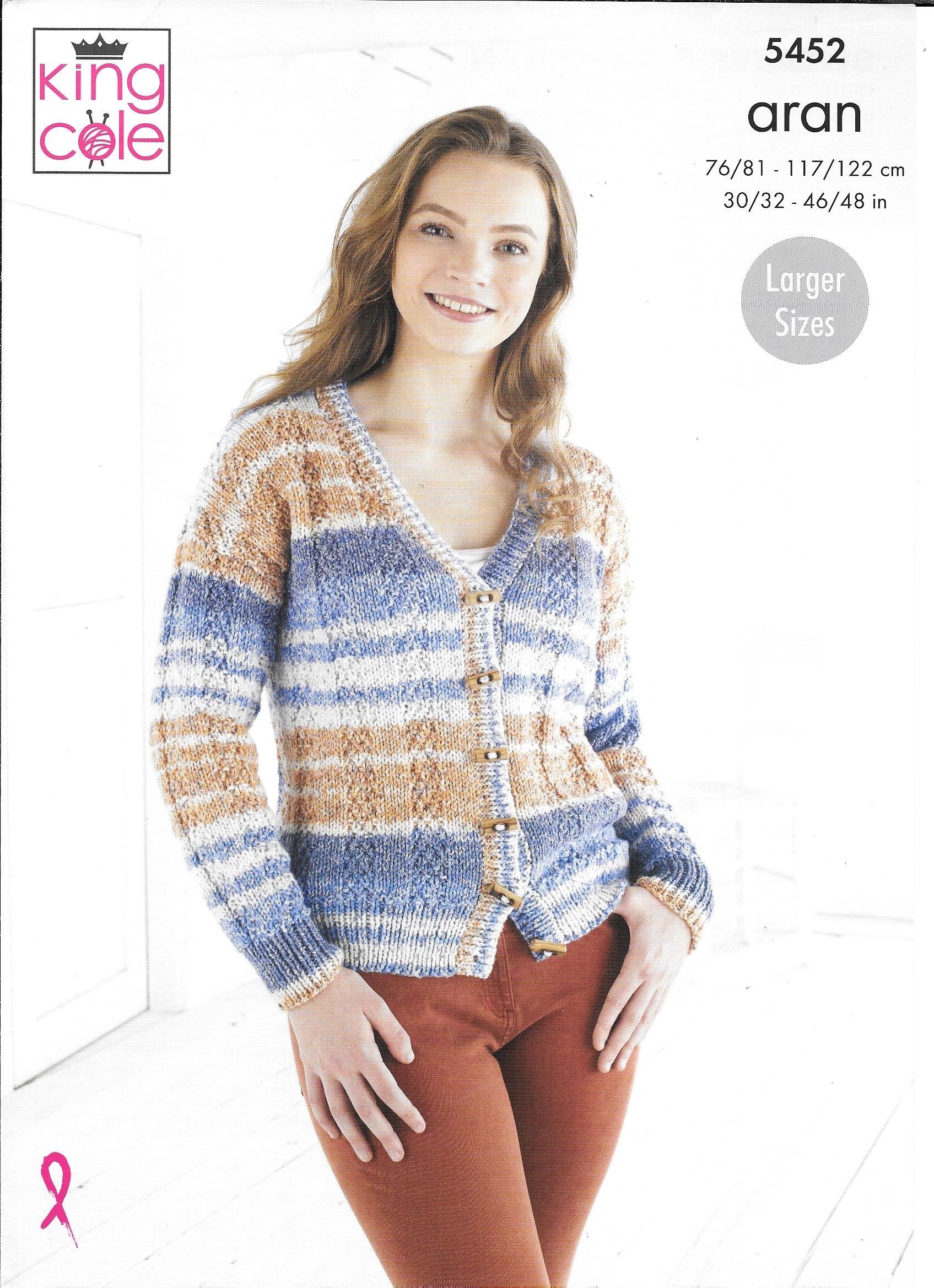 5452 King Cole Drifter Aran Ladies Cardigan and Sweater Knitting Pat Wool And Much Much More