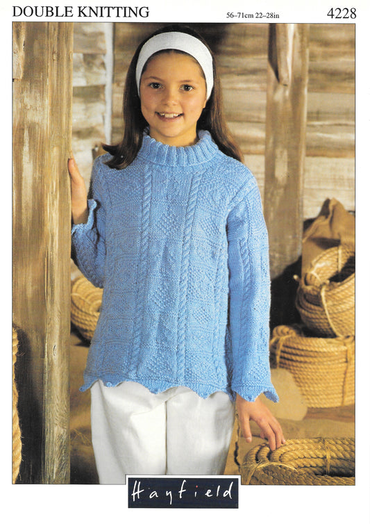Hayfield 4228 Knitting Pattern - DK Child's Sweater