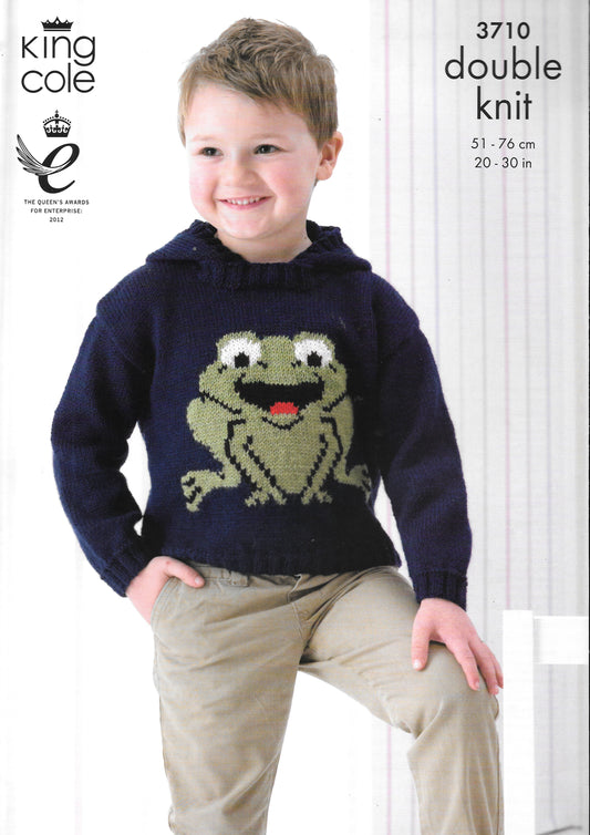 King Cole 3710 Knitting Pattern - Child's DK Intarsia Sweater