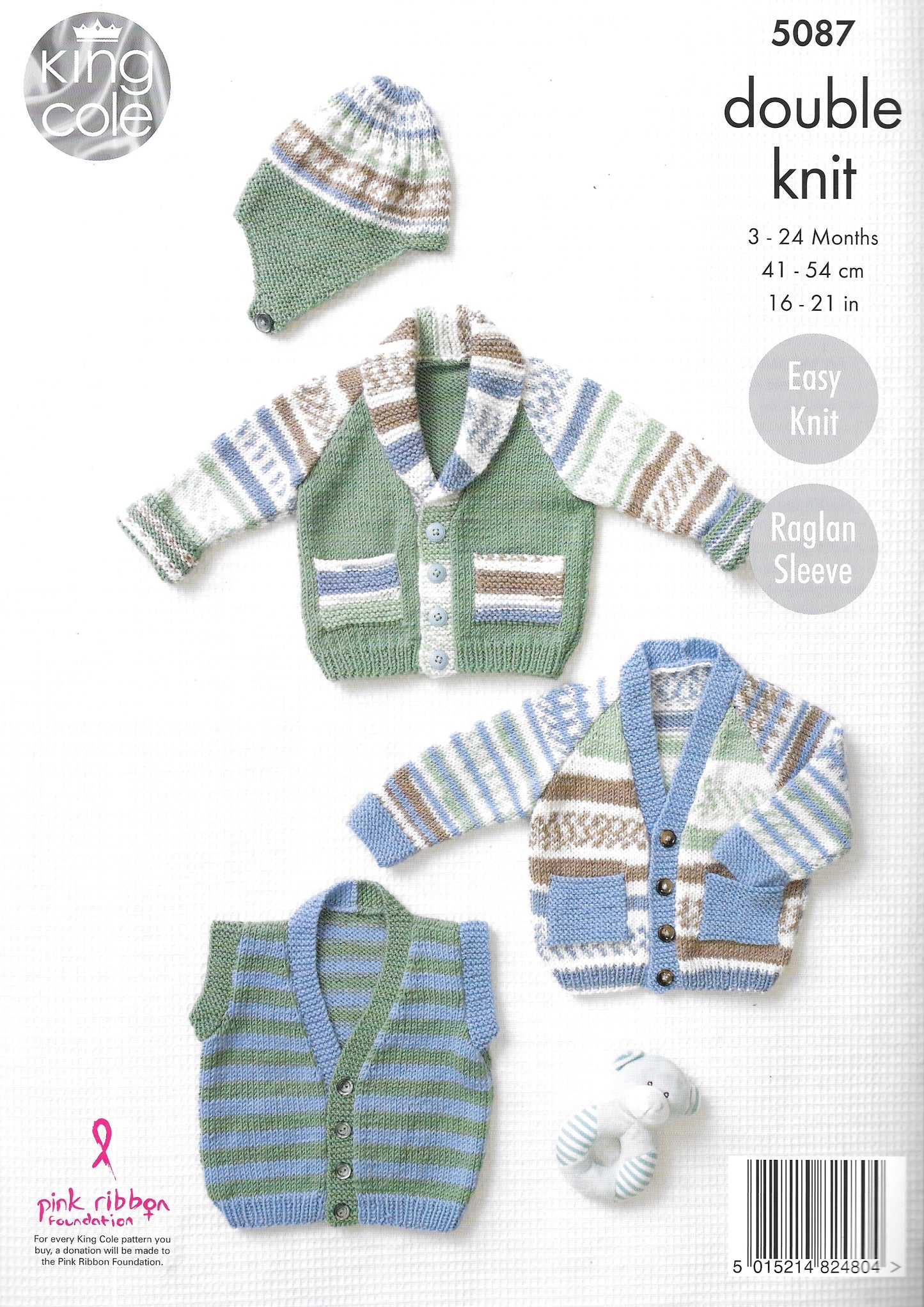 5087 King Cole double knit Baby Jackets/Gilet/Hat knitting pattern