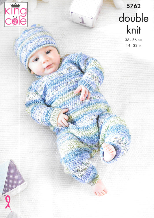 5762 King Cole Onesie, Sleeping Bag, Hat knitting pattern