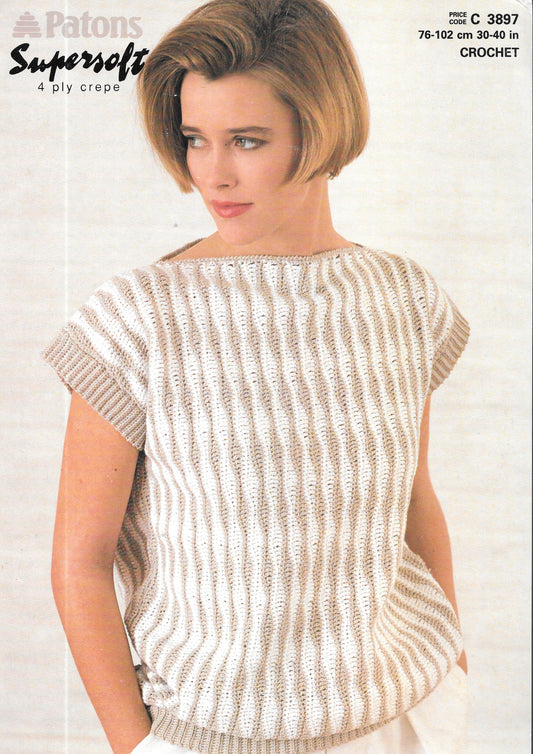 C3897 Patons. Lady's top. 4 ply Crochet Pattern