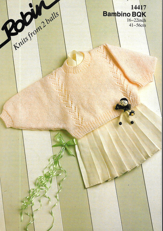 Robin 14417 Preloved Knitting Pattern. Baby Jumper, DK Yarn