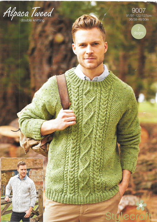 PRELOVED Stylecraft 9007 DK Knitting Pattern. Man's cable Sweater