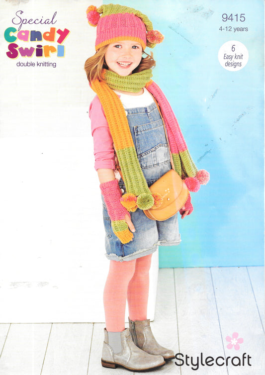 PRELOVED Stylecraft 9415 Knitting Pattern. Child's accessories. 4-12 years. DK