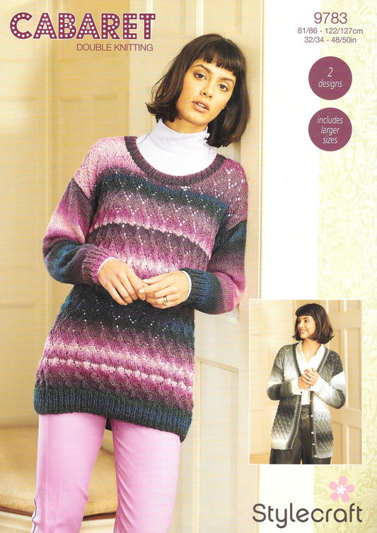 Stylecraft 9783 - Cabaret DK Ladies Cardigan / Jumper knitting pattern