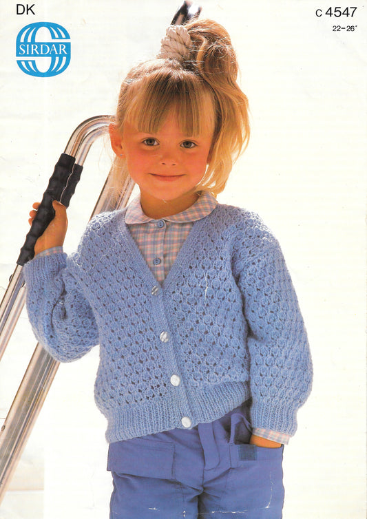 PRELOVED Sirdar C4547 Knitting Pattern - Child's lacy cardigan.