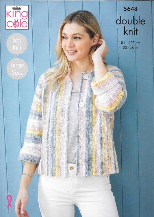 5648 King Cole Bramble DK Ladies Cardigans Knitting pattern