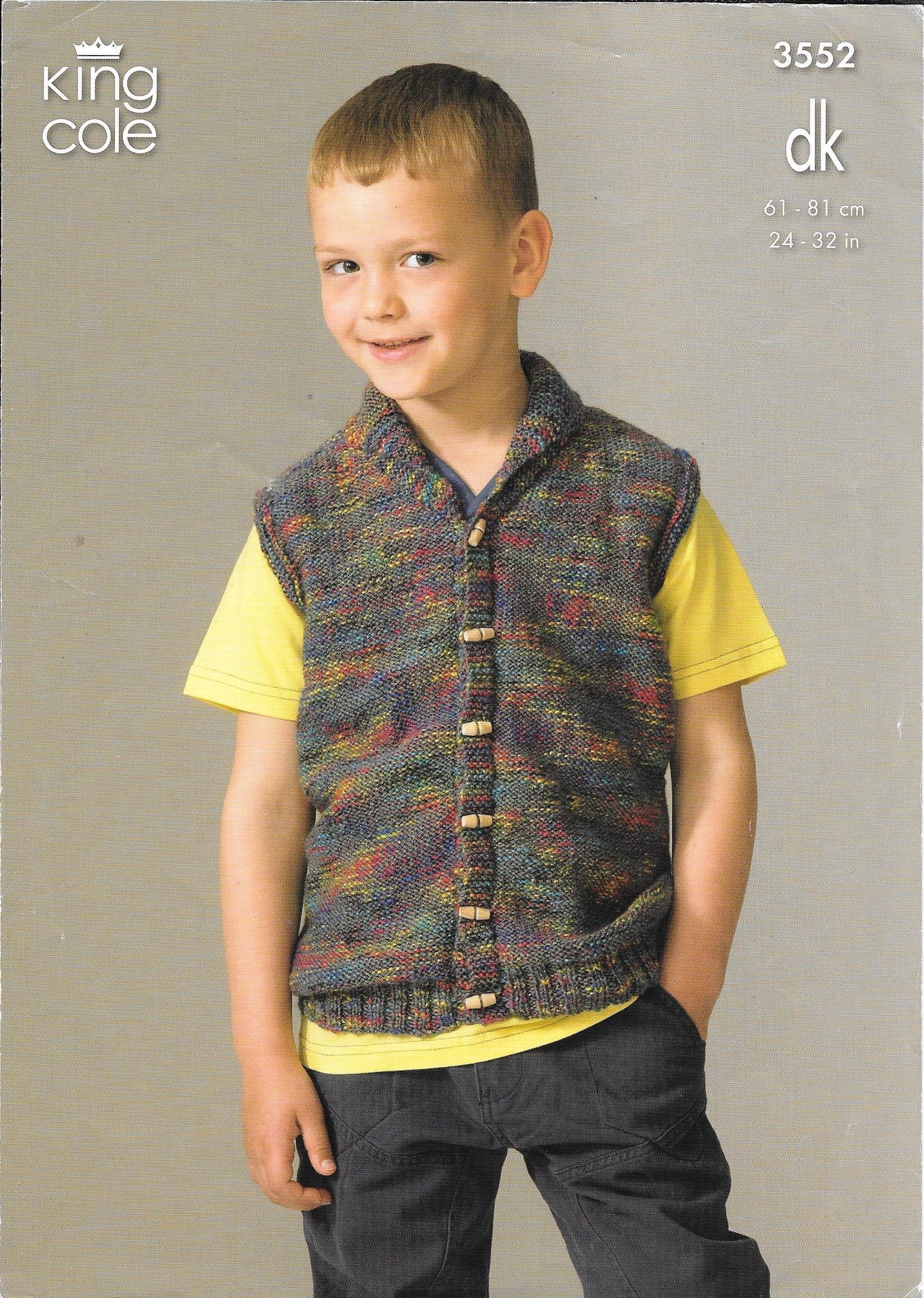 Preloved King Cole 3552 DK Child Waistcoat and Cardigan Knitting Pattern