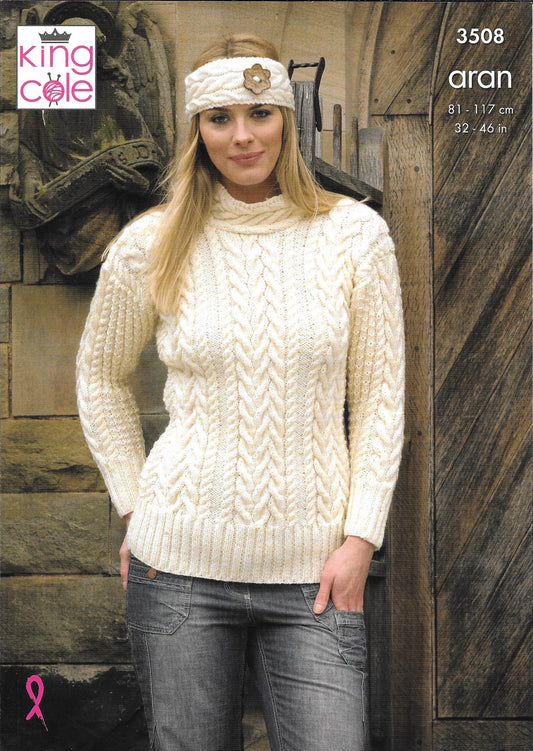 King Cole 3508 - Fashion Aran Ladies Cardigan & Sweater knitting pattern