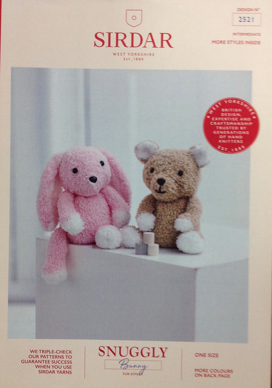 Sirdar 2521 Snuggly Bunny Fur effect Teddy Bear and Bunny Toy knitting pattern