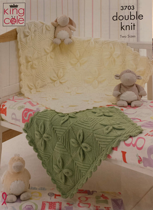 King Cole 3703 Knitting Pattern - DK Baby Blankets