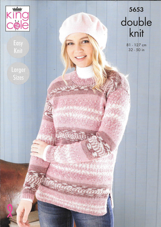 5653 King Cole Fjord DK Ladies Sweaters knitting pattern