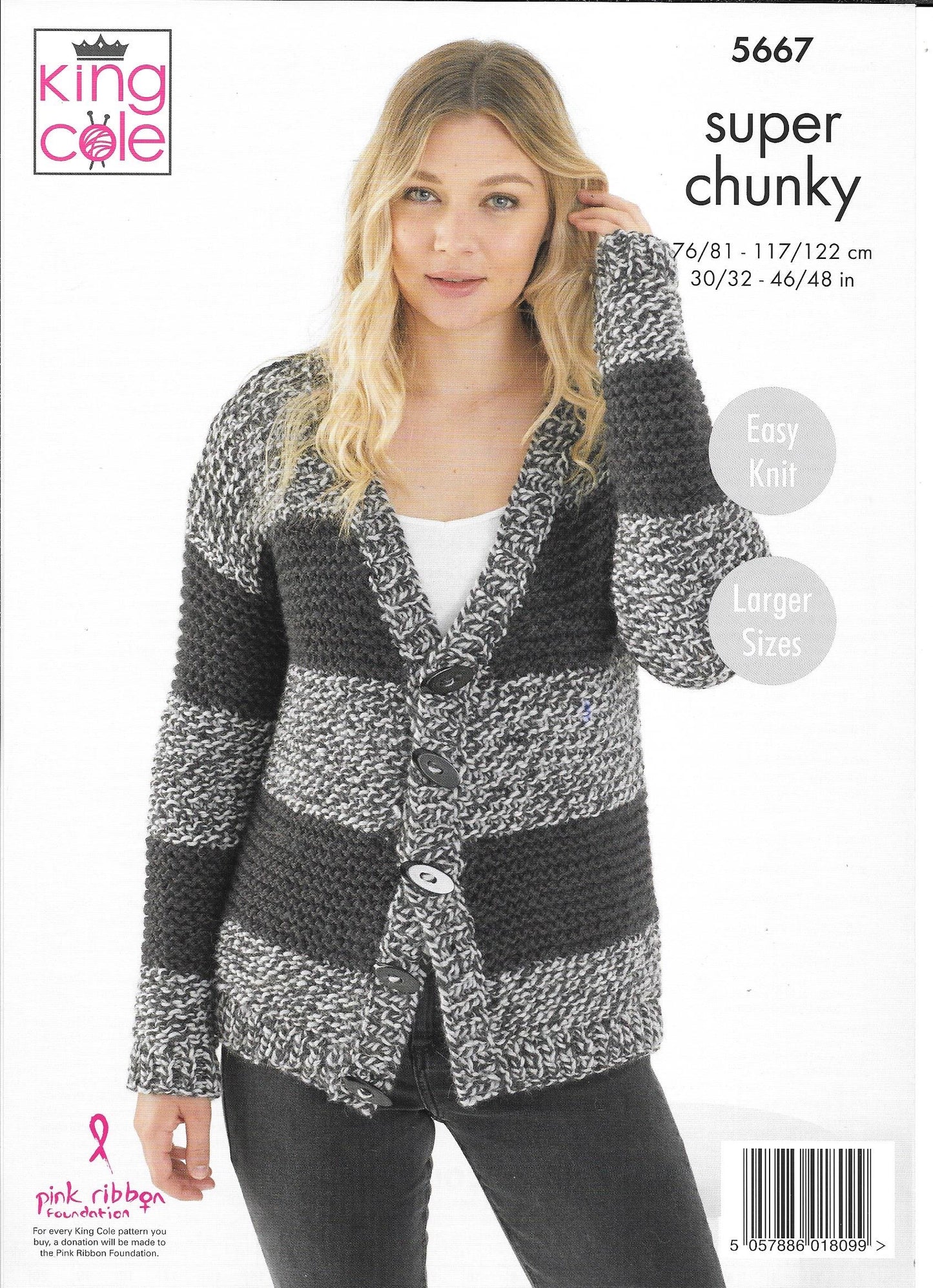 5667 King Cole super chunky ladies sweater and cardigan knitting pattern