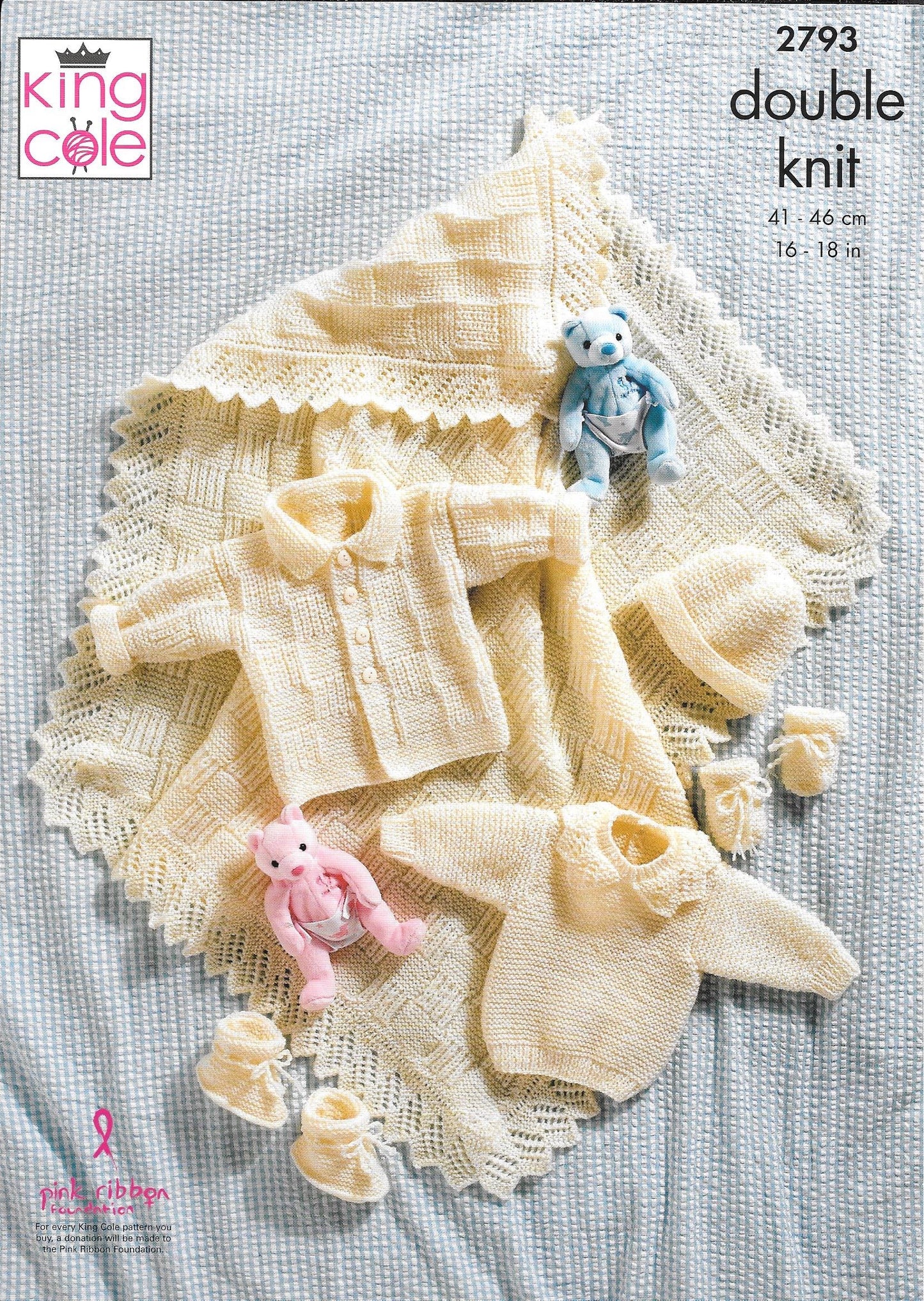 King Cole 2793 Dk Baby Sweater, Jacket,Hat, Shawl, Mitts and Bootees Knitting pattern