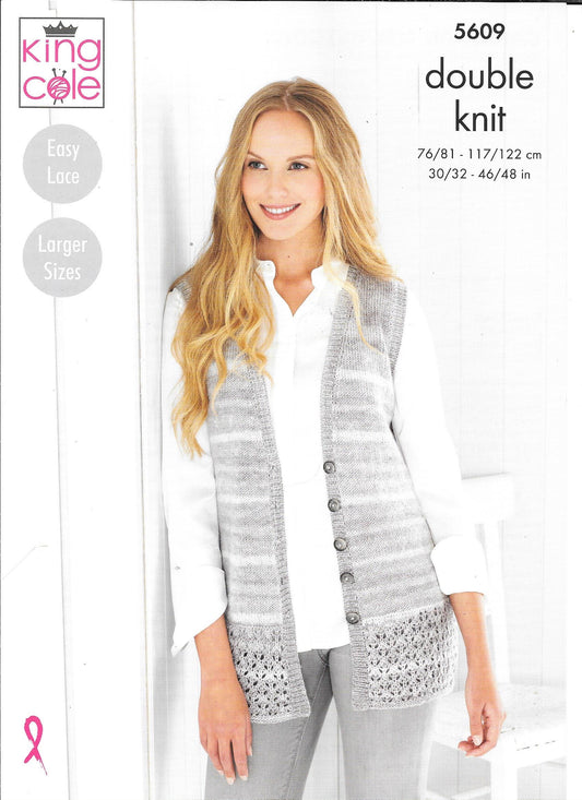 King Cole 5609 Island Beaches DK Ladies Waistcoat and Cardigan Knitting pattern