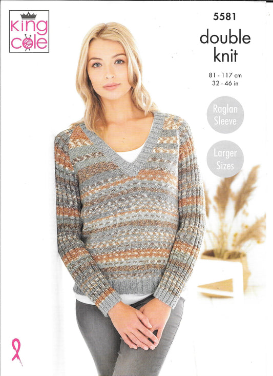 5581 King Cole Drifter dk ladies cardigan and sweater knitting pattern