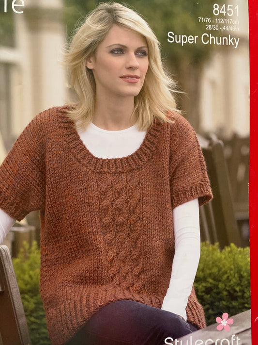 8451 Stylecraft Super Chunky ladies tunic knitting pattern