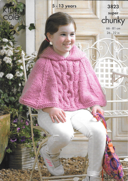 King Cole 3823 Super Chunky Child Cape and Sweater knitting pattern