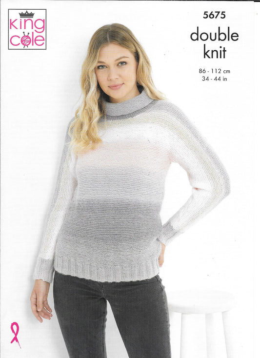 5675 King Cole DK Ladies Cardigan and Sweater knitting pattern