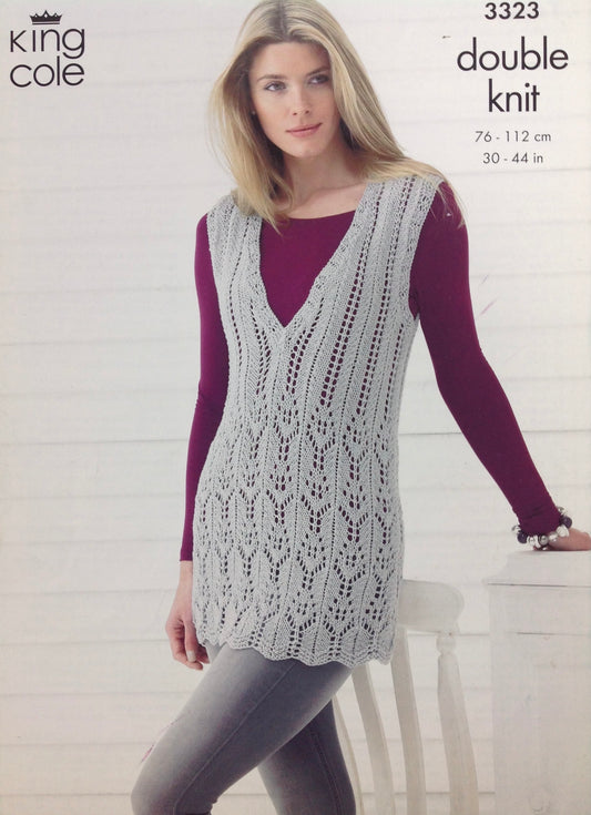 King Cole 3323 Dk Bamboo Cotton Ladies Top, Sleeveless and Long Sleeved Knitting pattern