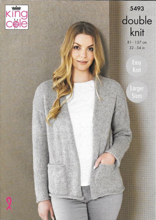 5493 King Cole Natural Alpaca dk ladies jackets knitting pattern