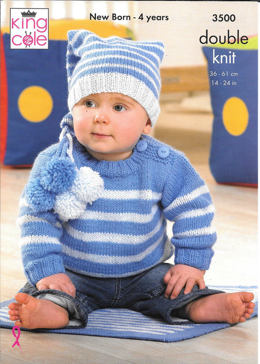 King Cole 3500 DK Comfort Baby -  Child Sweater, Jacket, Hat and Blanket knitting pattern